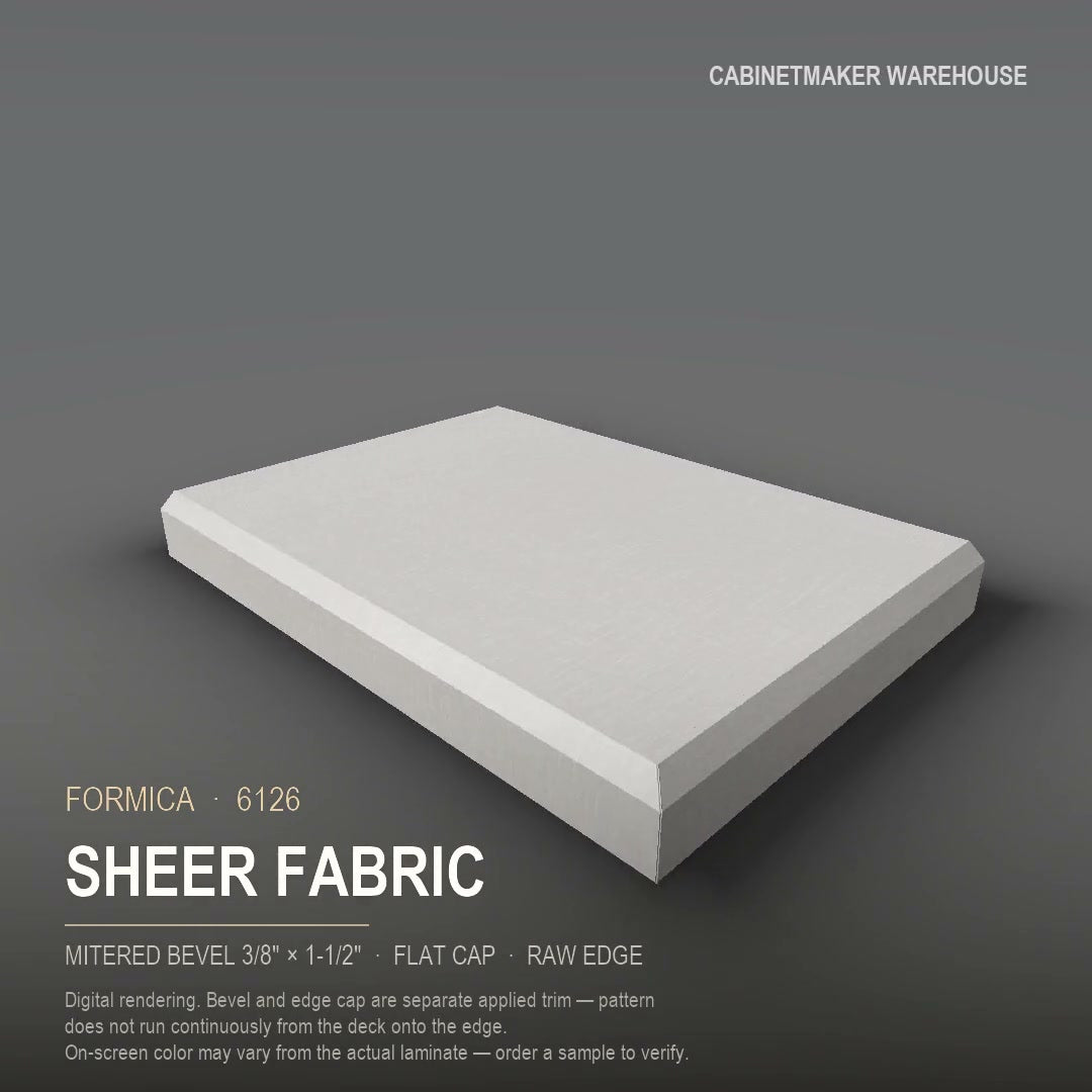 Formica Sheer Fabric 6126 laminate on a countertop with a mitered bevel edge
