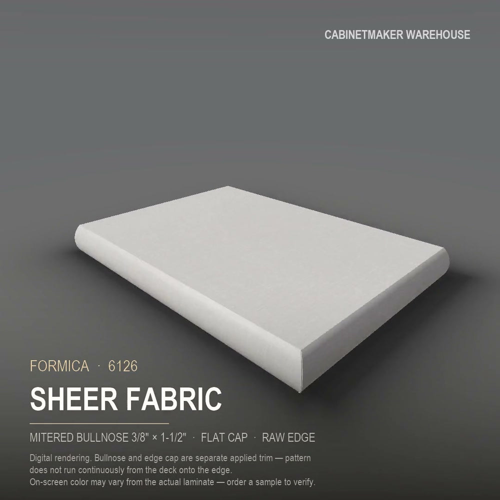 Formica Sheer Fabric 6126 laminate on a countertop with a mitered bullnose edge