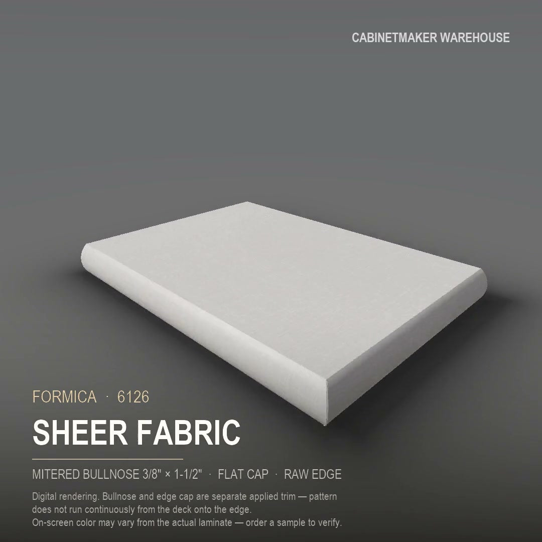 Formica Sheer Fabric 6126 laminate on a countertop with a mitered bullnose edge