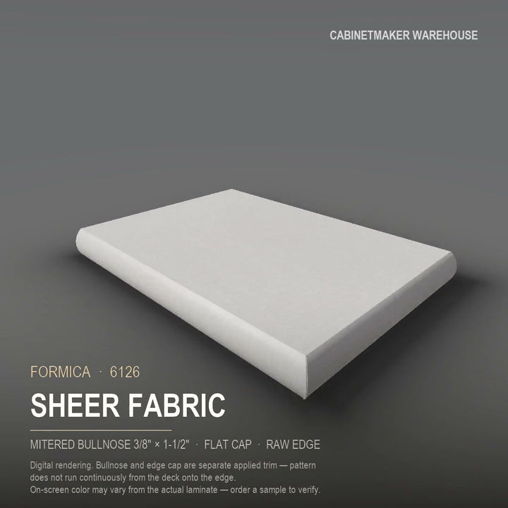 Formica Sheer Fabric 6126 laminate on a countertop with a mitered bullnose edge