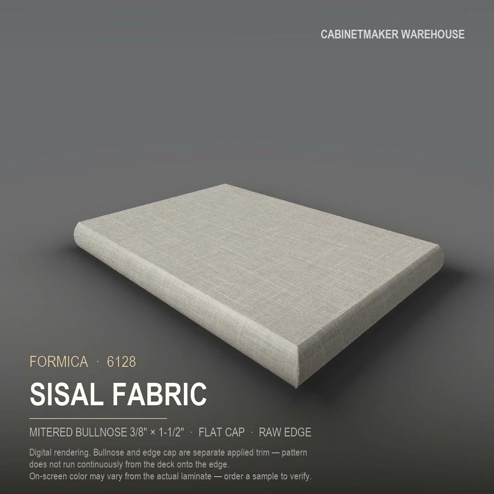 Formica Sisal Fabric 6128 laminate on a countertop with a mitered bullnose edge