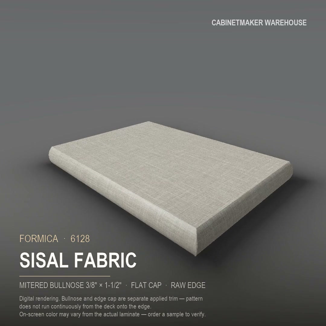 Formica Sisal Fabric 6128 laminate on a countertop with a mitered bullnose edge