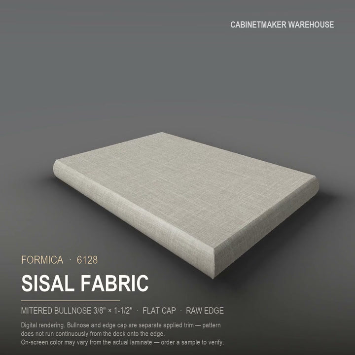 Formica Sisal Fabric 6128 laminate on a countertop with a mitered bullnose edge