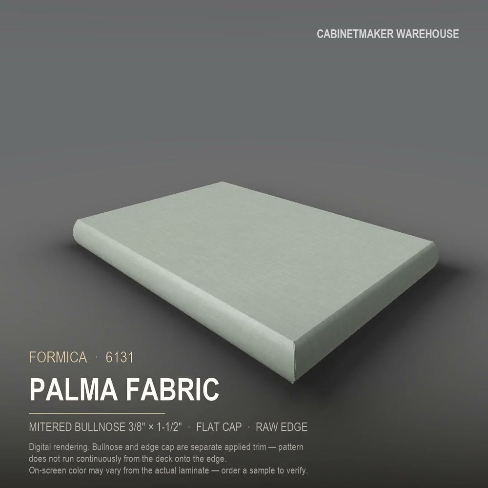 Formica Palma Fabric 6131 laminate on a countertop with a mitered bullnose edge