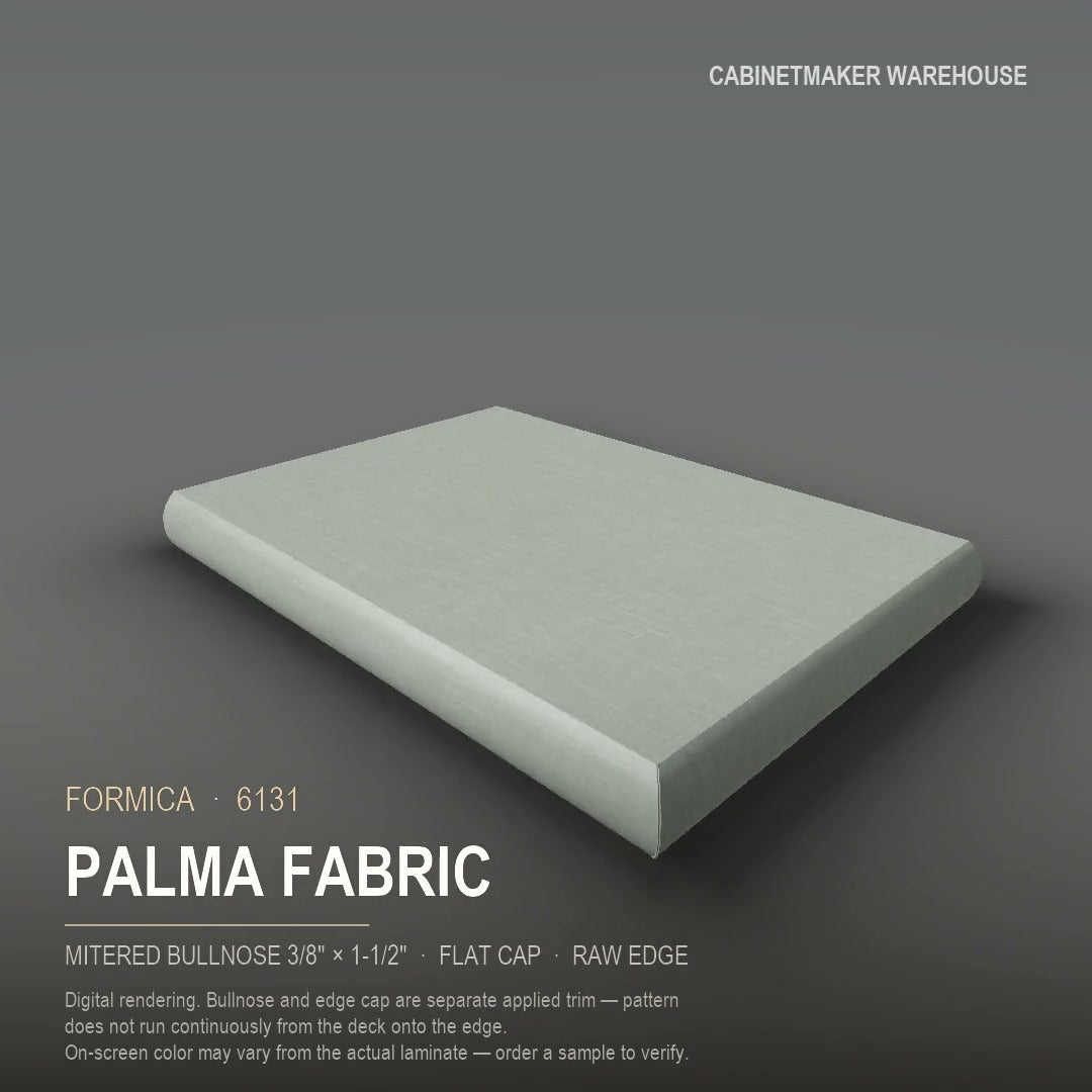 Formica Palma Fabric 6131 laminate on a countertop with a mitered bullnose edge