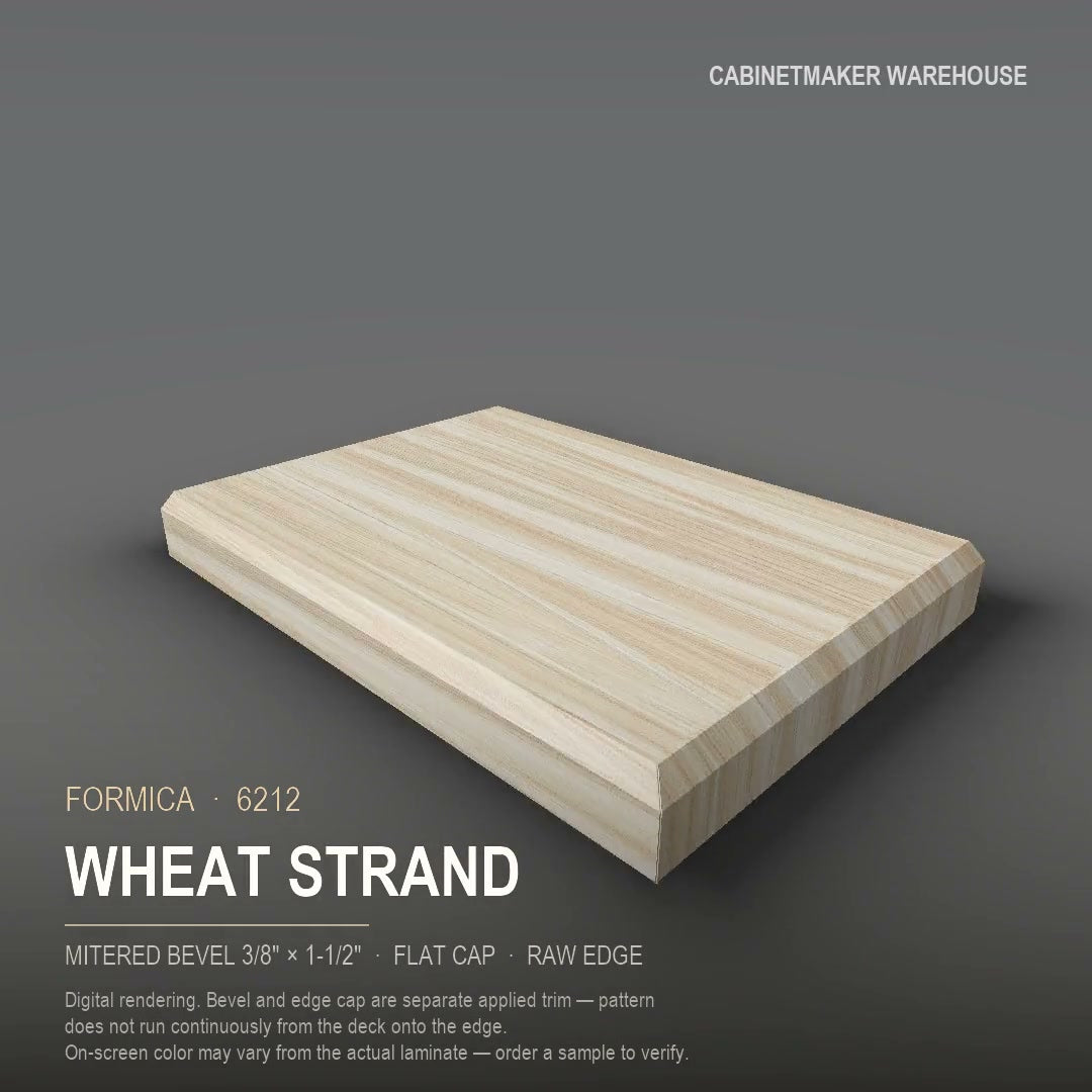 Formica Wheat Strand 6212 laminate on a countertop with a mitered bevel edge