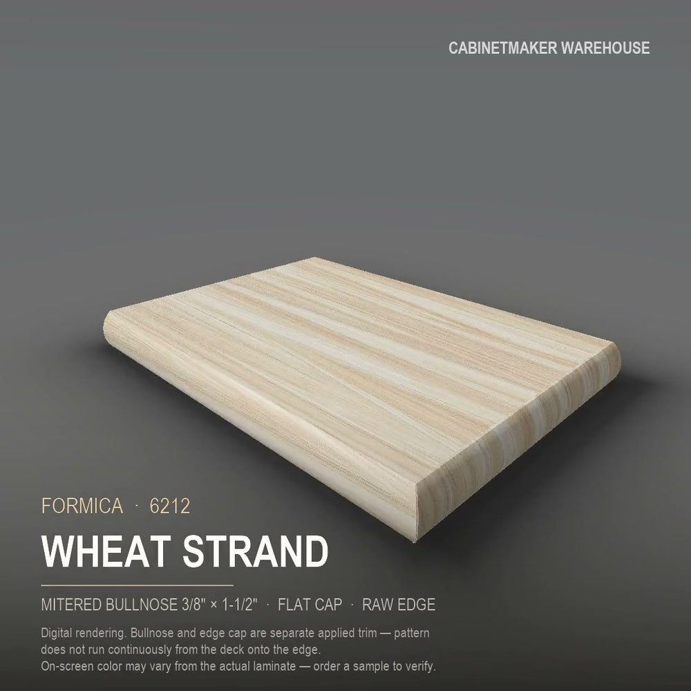 Formica Wheat Strand 6212 laminate on a countertop with a mitered bullnose edge