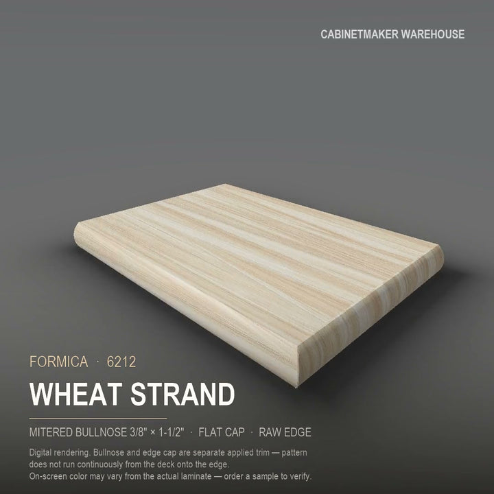 Formica Wheat Strand 6212 laminate on a countertop with a mitered bullnose edge