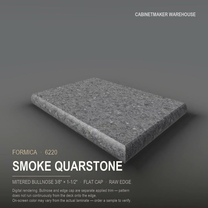 Formica Smoke Quarstone 6220 laminate on a countertop with a mitered bullnose edge
