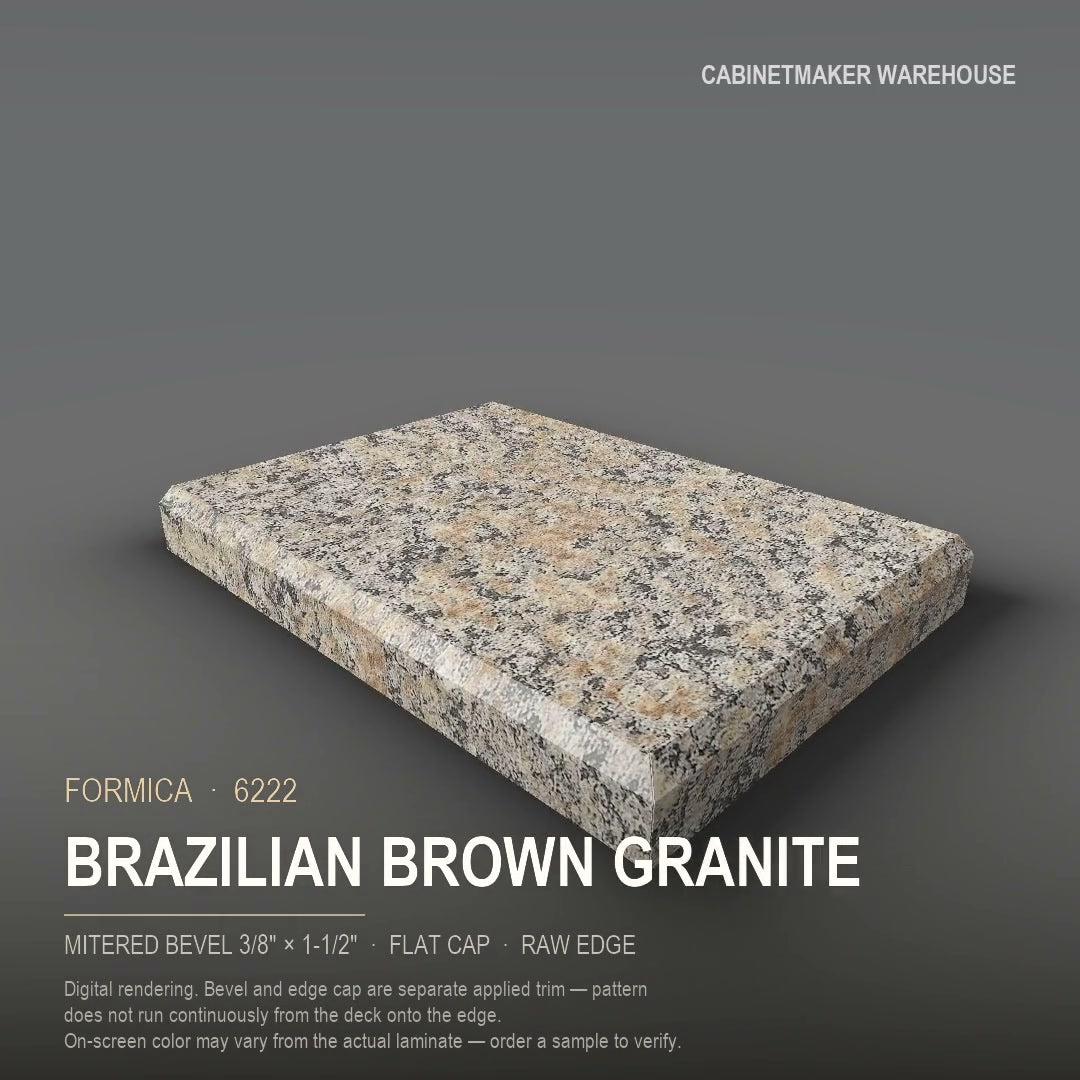 Formica Brazilian Brown Granite 6222 laminate on a countertop with a mitered bevel edge