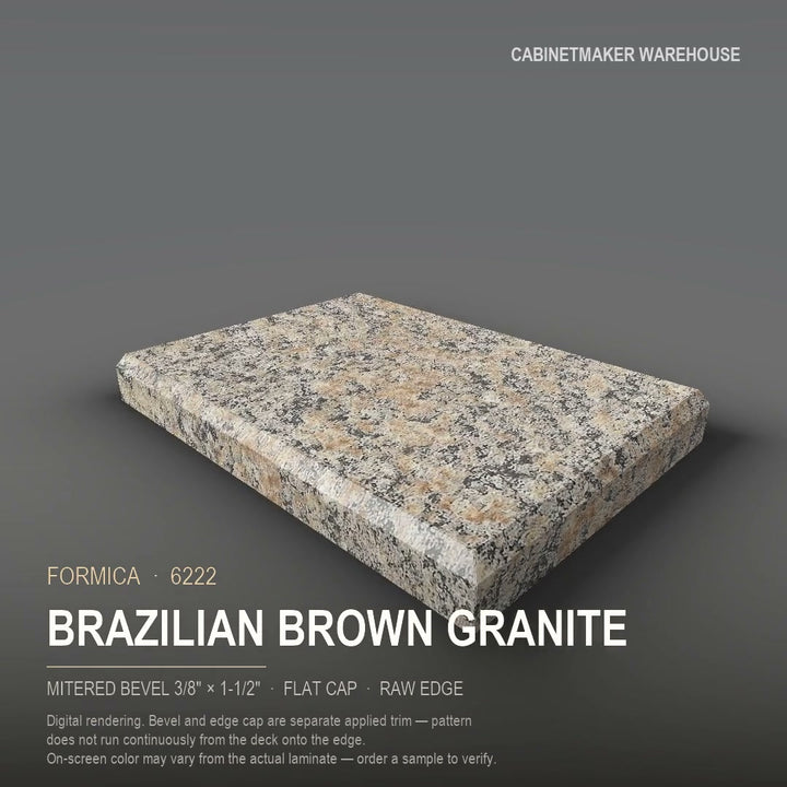 Formica Brazilian Brown Granite 6222 laminate on a countertop with a mitered bevel edge