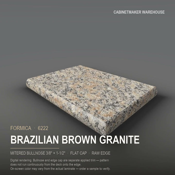 Formica Brazilian Brown Granite 6222 laminate on a countertop with a mitered bullnose edge