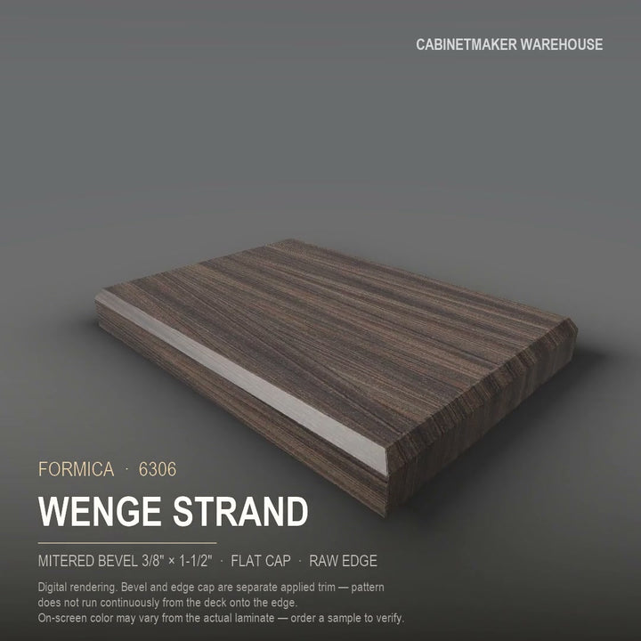 Formica Wenge Strand 6306 laminate on a countertop with a mitered bevel edge