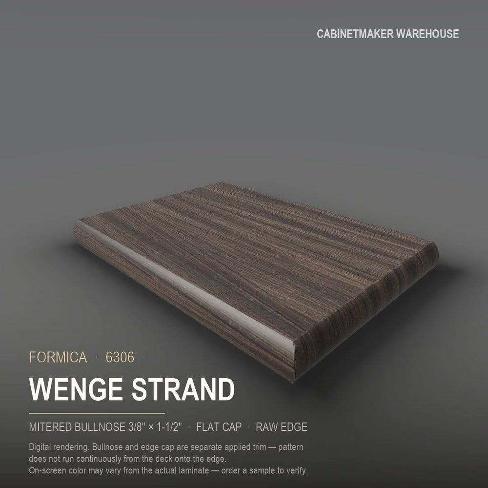 Formica Wenge Strand 6306 laminate on a countertop with a mitered bullnose edge