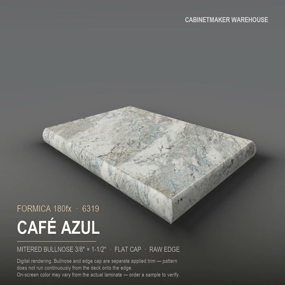 Formica Café Azul 6319 laminate on a countertop with a mitered bullnose edge