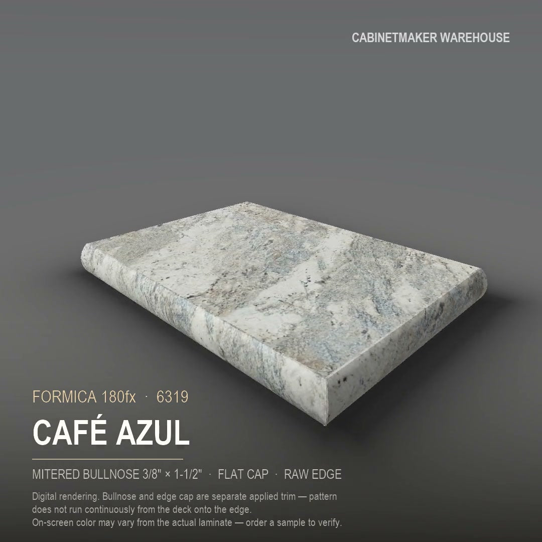 Formica Café Azul 6319 laminate on a countertop with a mitered bullnose edge