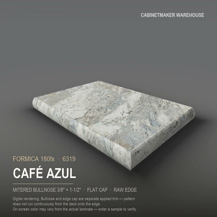 Formica Café Azul 6319 laminate on a countertop with a mitered bullnose edge