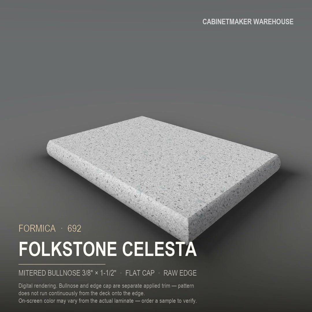 Formica Folkstone Celesta 692 laminate on a countertop with a mitered bullnose edge