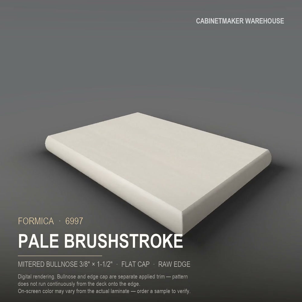 Formica Pale Brushstroke 6997 laminate on a countertop with a mitered bullnose edge