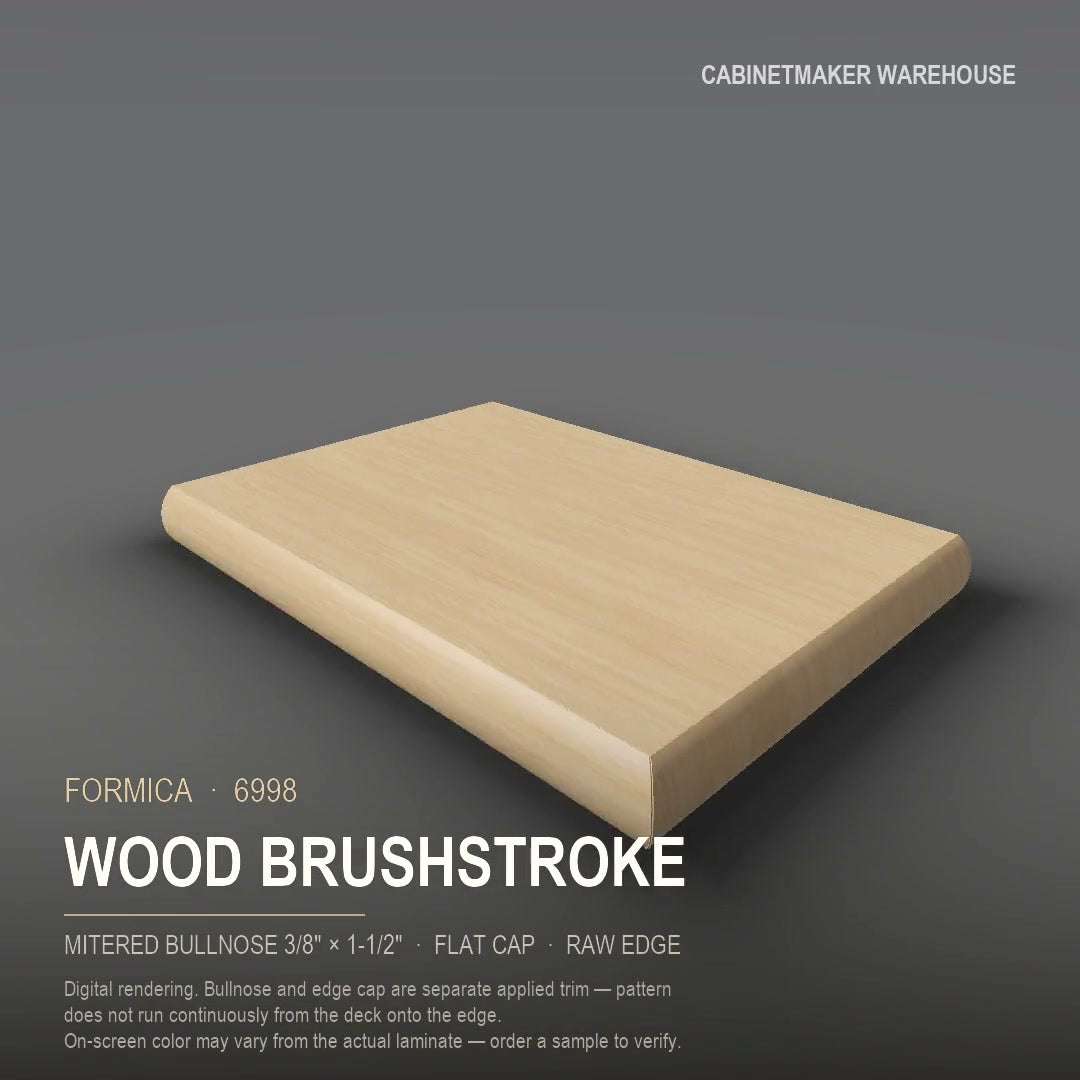 Formica Wood Brushstroke 6998 laminate on a countertop with a mitered bullnose edge