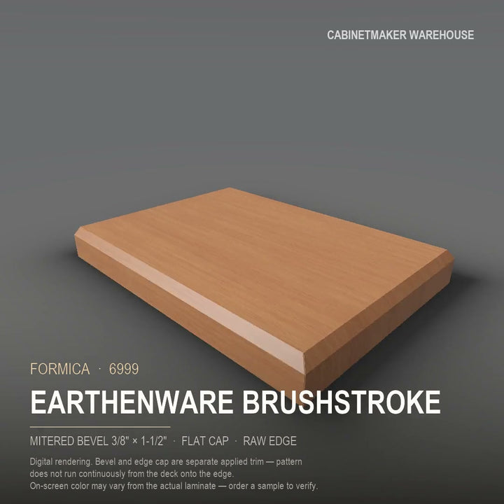 Formica Earthenware Brushstroke 6999 laminate on a countertop with a mitered bevel edge