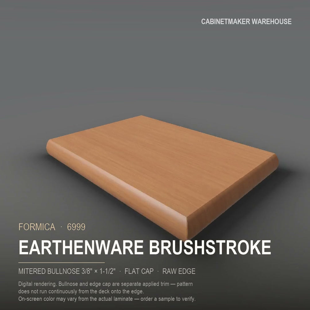 Formica Earthenware Brushstroke 6999 laminate on a countertop with a mitered bullnose edge