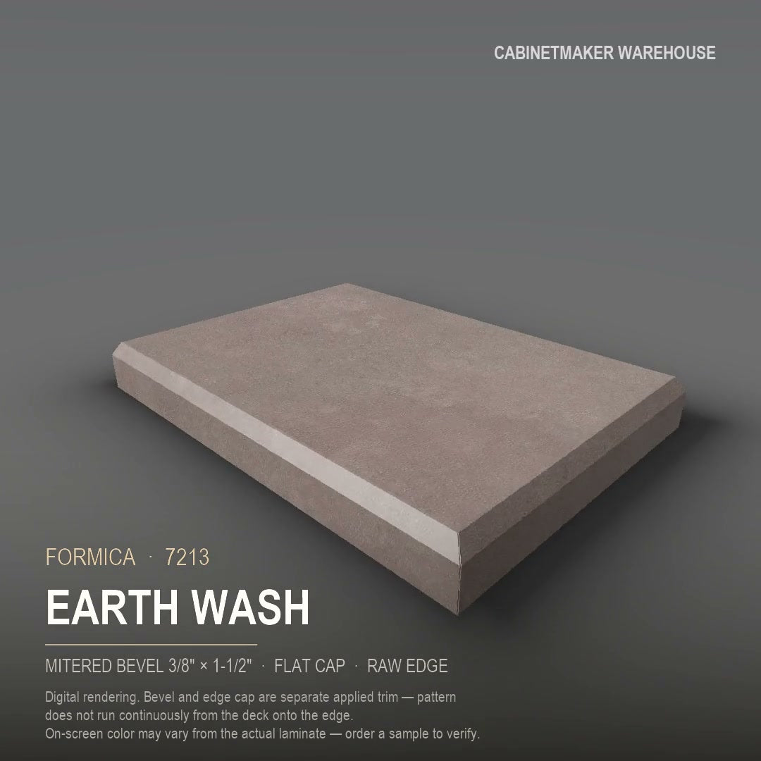 Formica Earth Wash 7213 laminate on a countertop with a mitered bevel edge