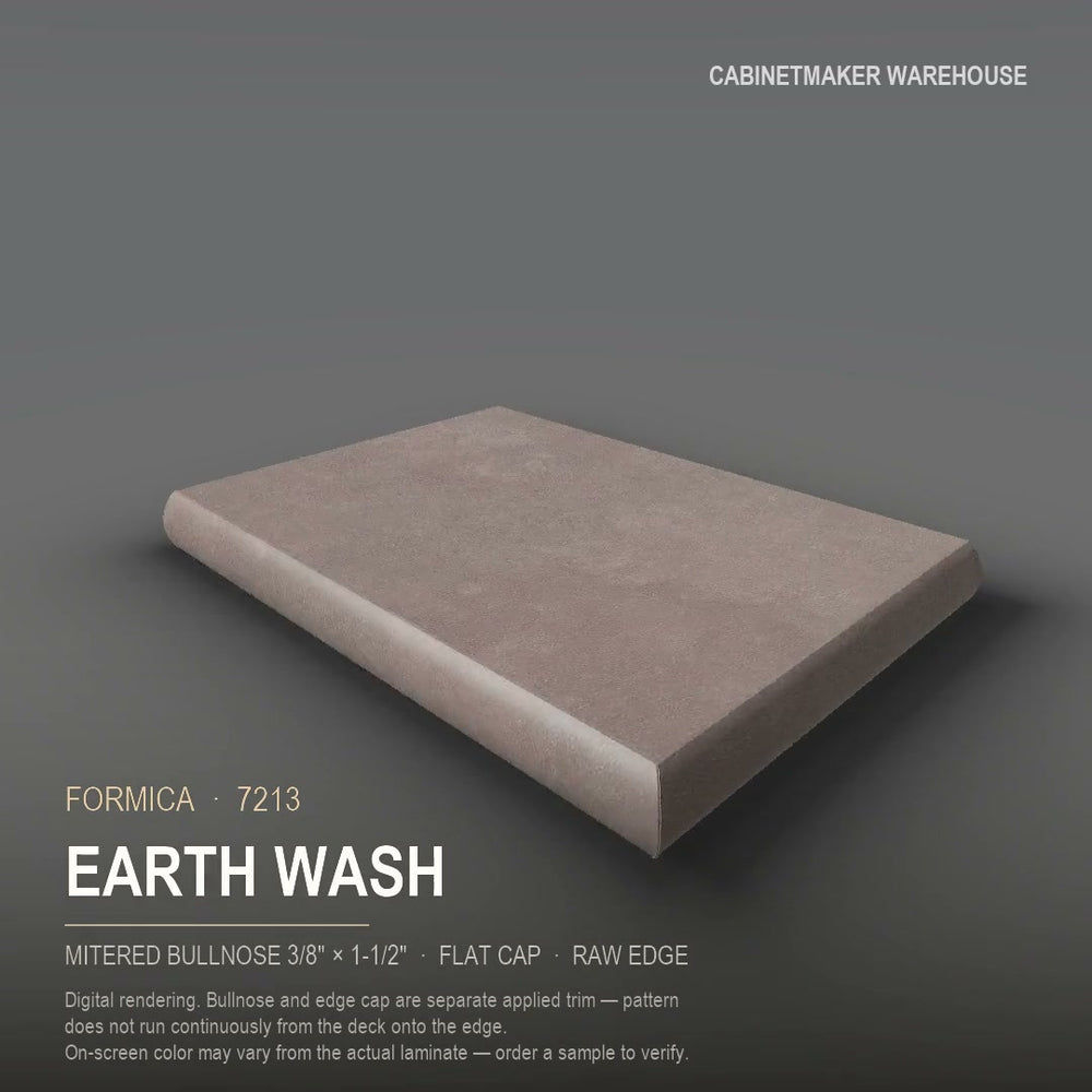 Formica Earth Wash 7213 laminate on a countertop with a mitered bullnose edge
