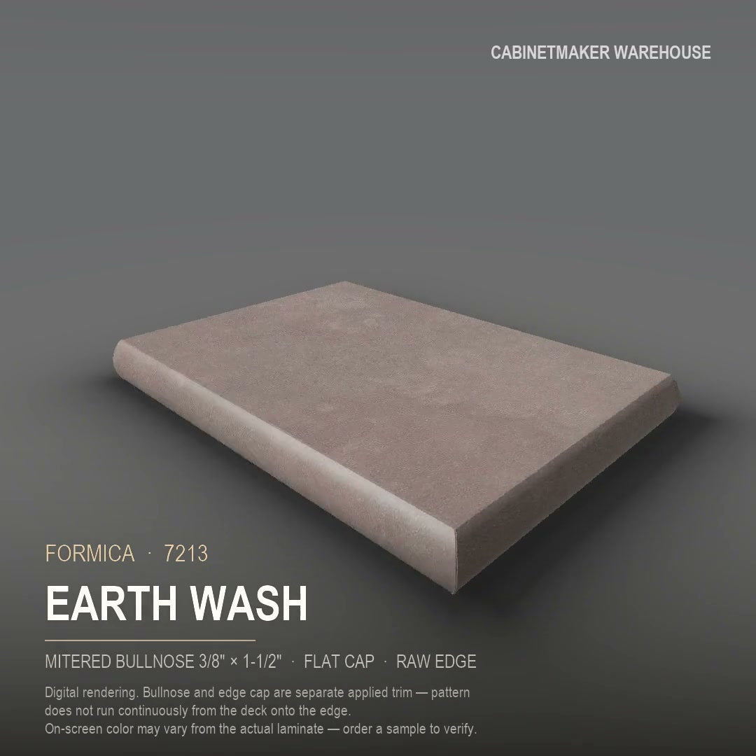 Formica Earth Wash 7213 laminate on a countertop with a mitered bullnose edge
