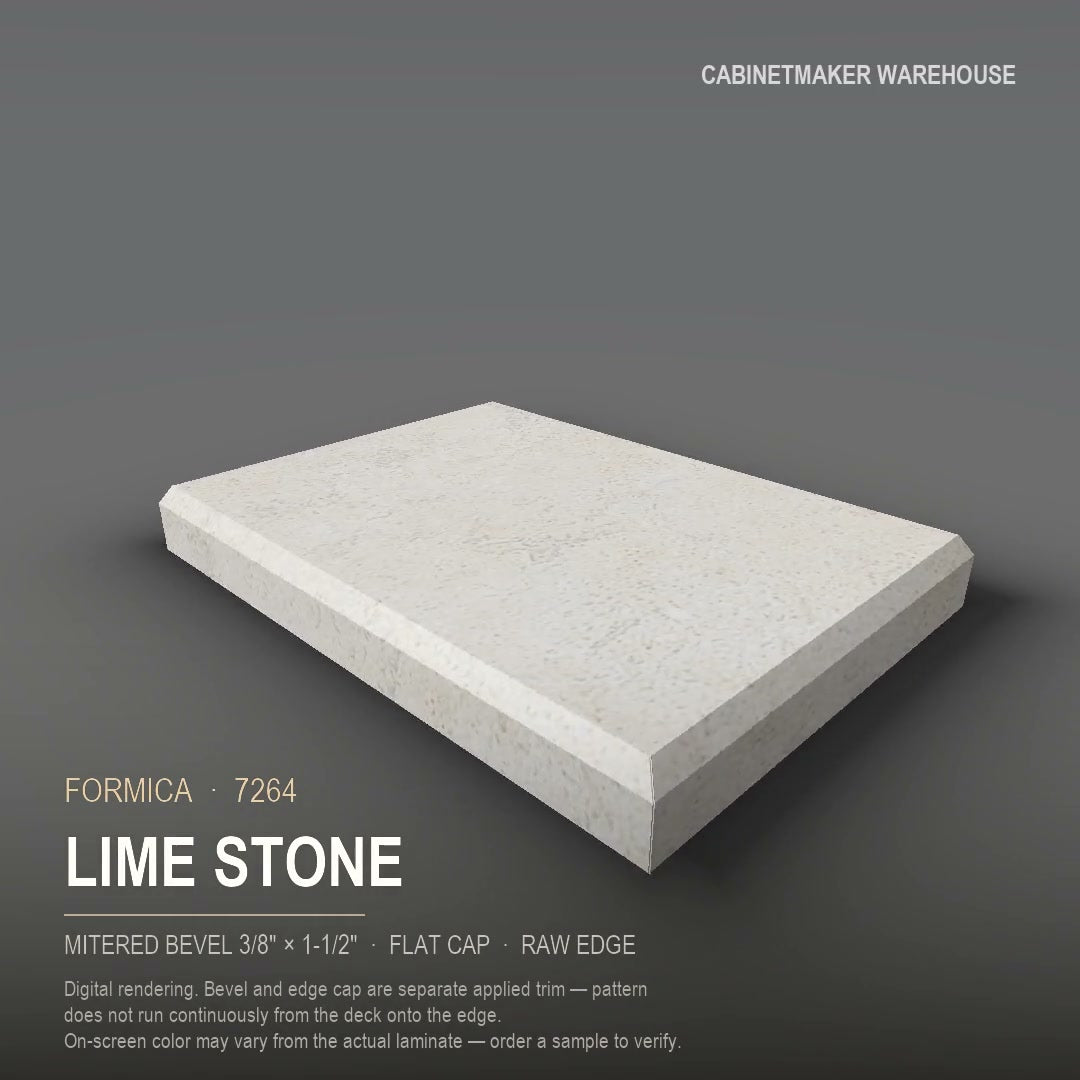 Formica Lime Stone 7264 laminate on a countertop with a mitered bevel edge
