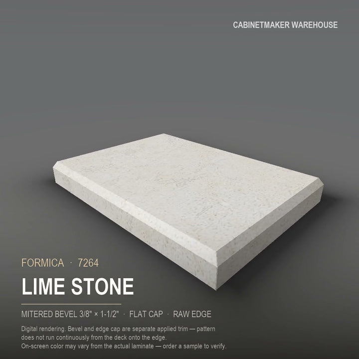 Formica Lime Stone 7264 laminate on a countertop with a mitered bevel edge