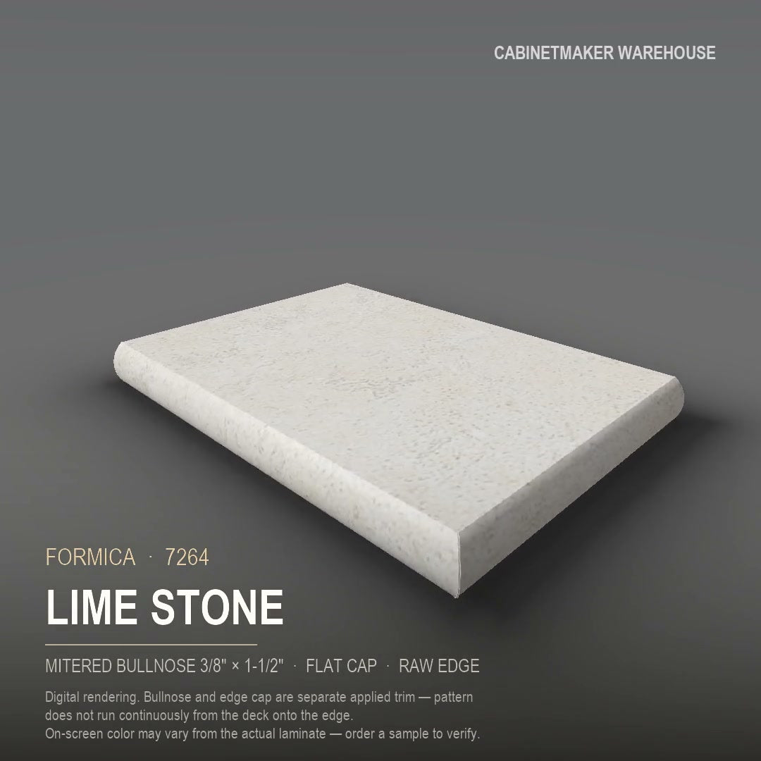 Formica Lime Stone 7264 laminate on a countertop with a mitered bullnose edge
