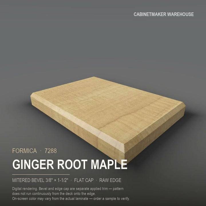Formica Ginger Root Maple 7288 laminate on a countertop with a mitered bevel edge