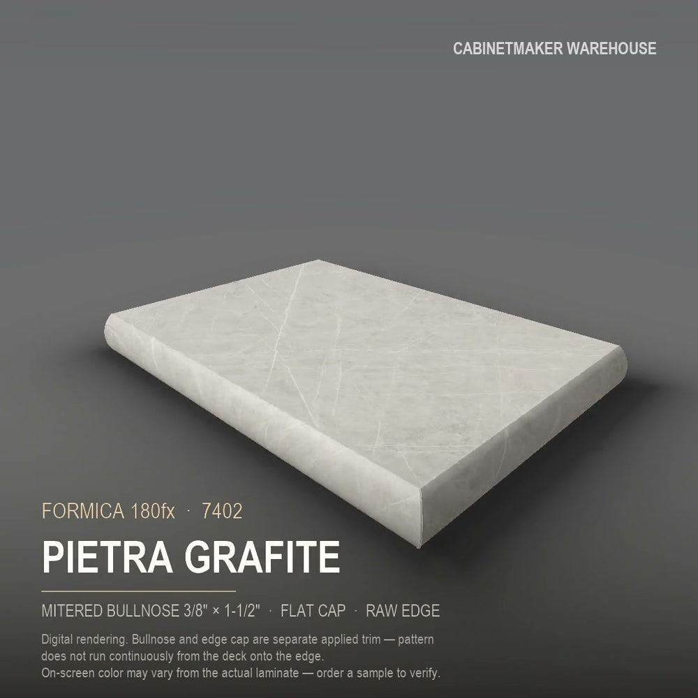 Formica Pietra Grafite 7402 laminate on a countertop with a mitered bullnose edge