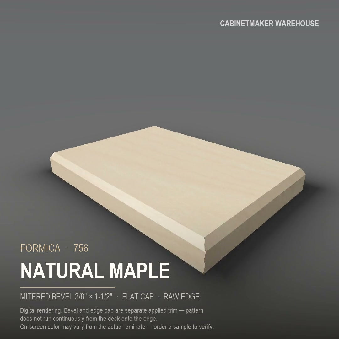 Formica Natural Maple 756 laminate on a countertop with a mitered bevel edge