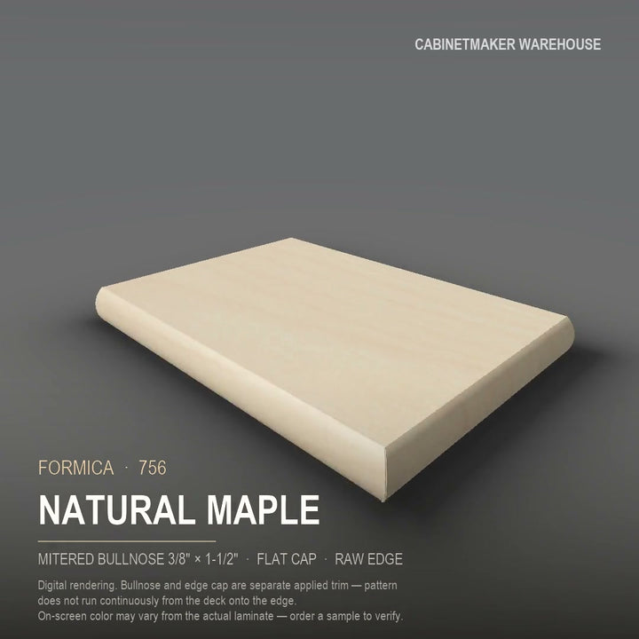 Formica Natural Maple 756 laminate on a countertop with a mitered bullnose edge