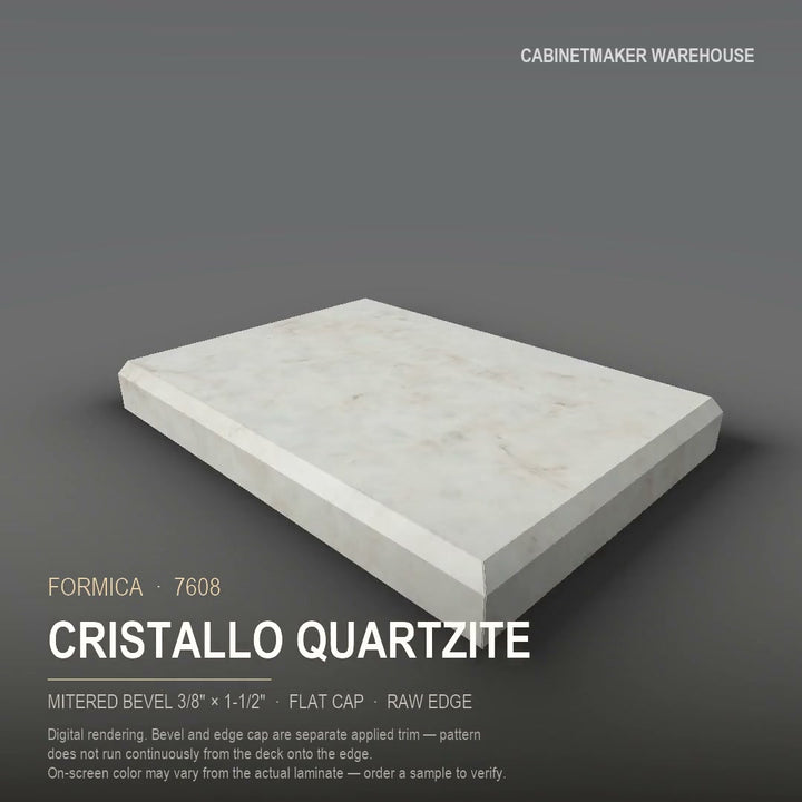 Formica Cristallo Quartzite 7608 laminate on a countertop with a mitered bevel edge