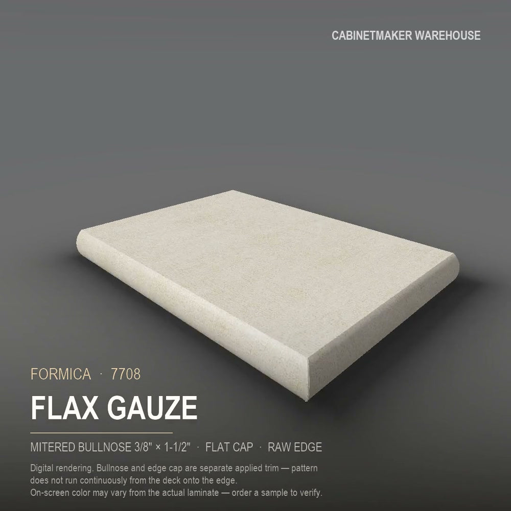 Formica Flax Gauze 7708 laminate on a countertop with a mitered bullnose edge