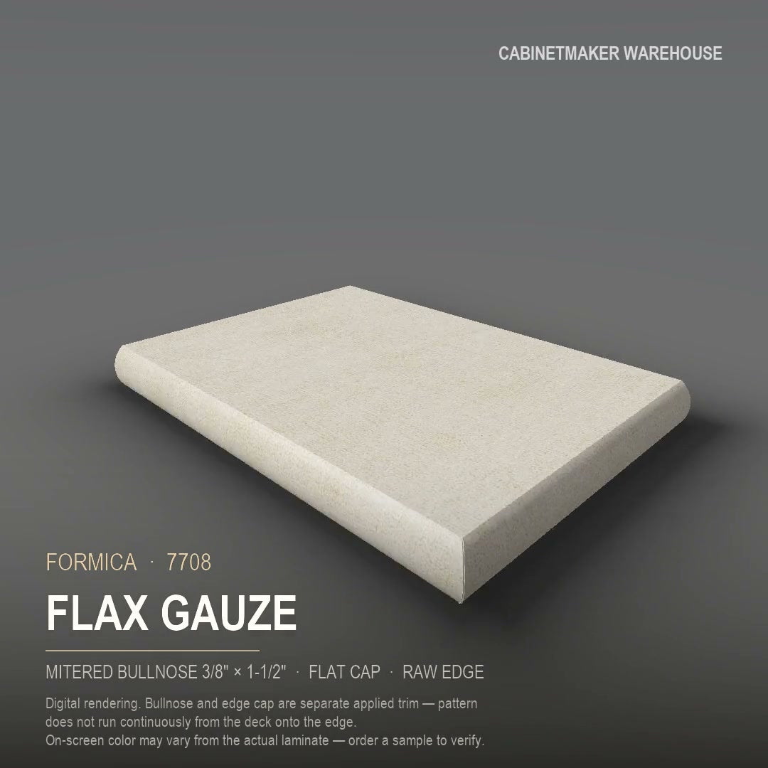 Formica Flax Gauze 7708 laminate on a countertop with a mitered bullnose edge