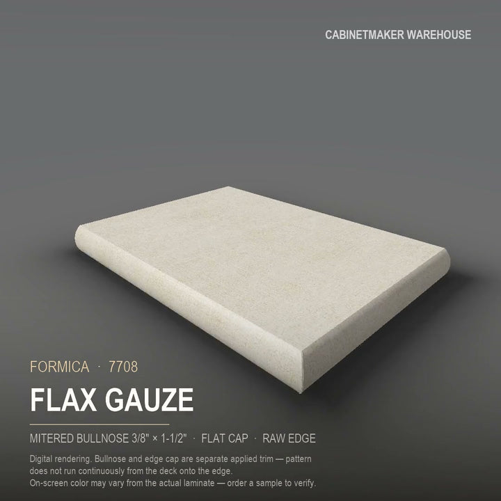 Formica Flax Gauze 7708 laminate on a countertop with a mitered bullnose edge