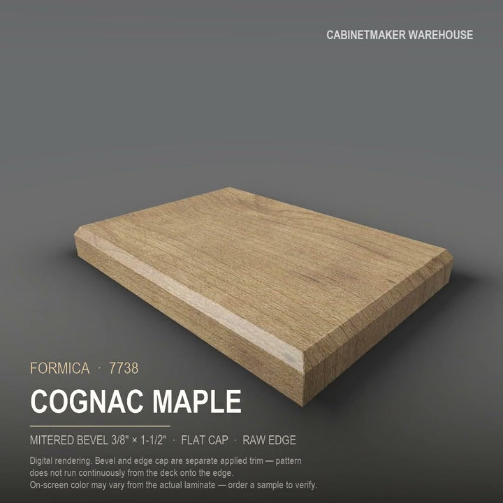 Formica Cognac Maple 7738 laminate on a countertop with a mitered bevel edge