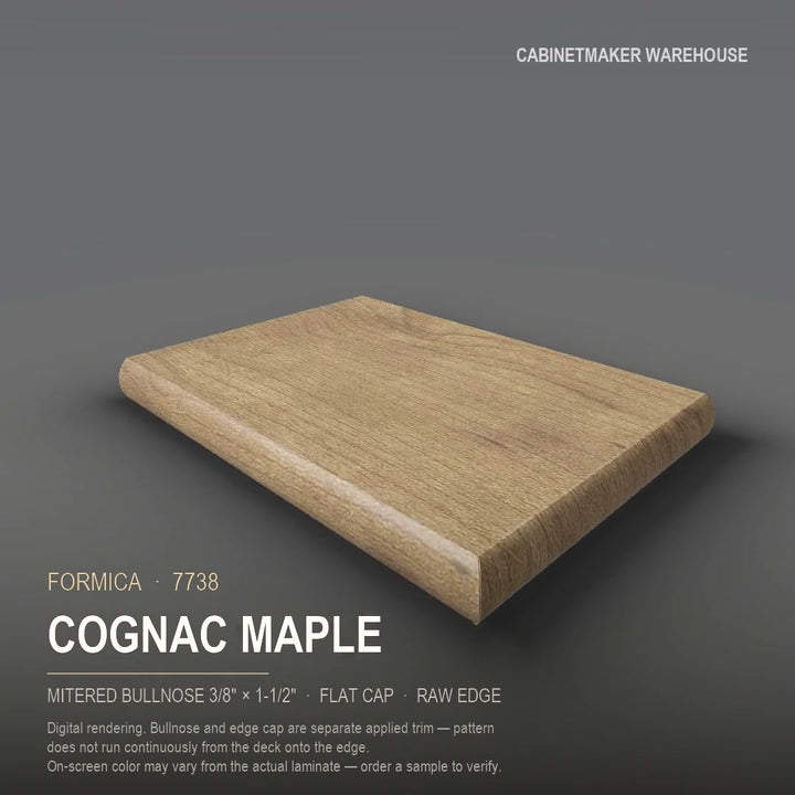 Formica Cognac Maple 7738 laminate on a countertop with a mitered bullnose edge