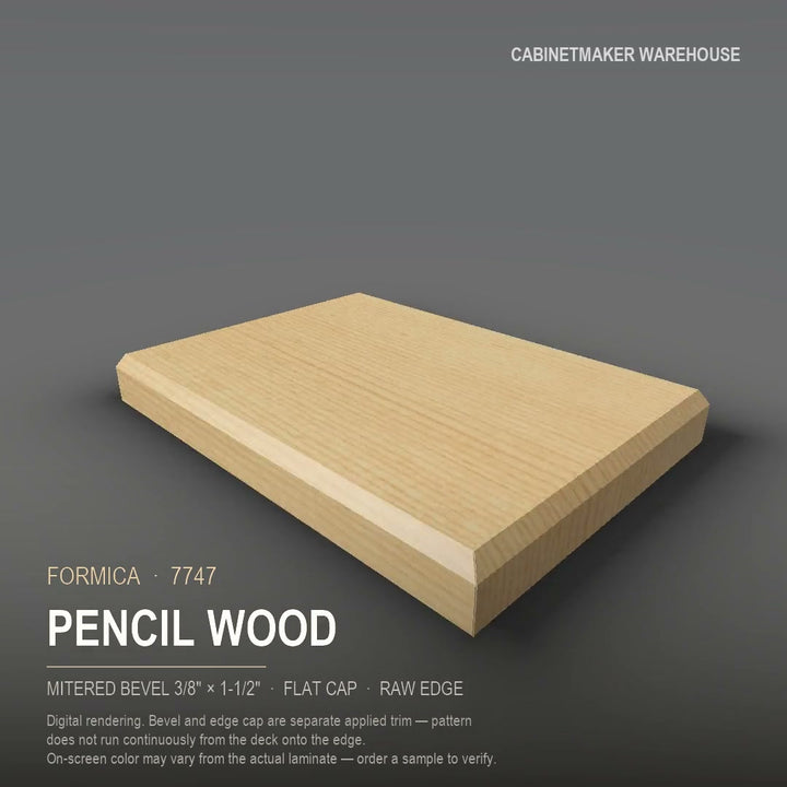 Formica Pencil Wood 7747 laminate on a countertop with a mitered bevel edge