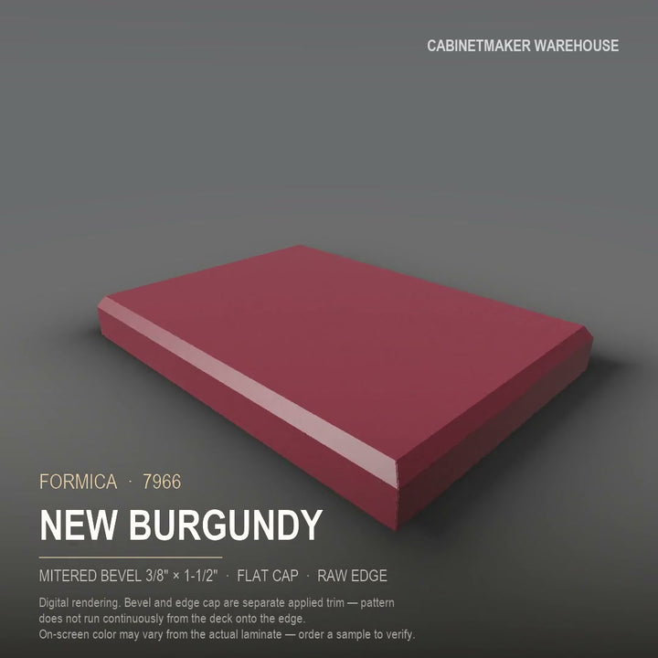Formica New Burgundy 7966 laminate on a countertop with a mitered bevel edge