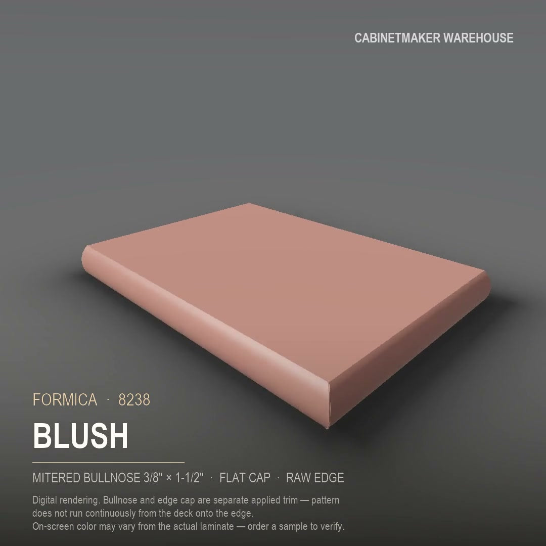 Formica Blush 8238 laminate on a countertop with a mitered bullnose edge