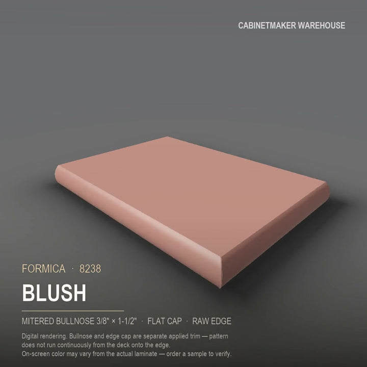 Formica Blush 8238 laminate on a countertop with a mitered bullnose edge