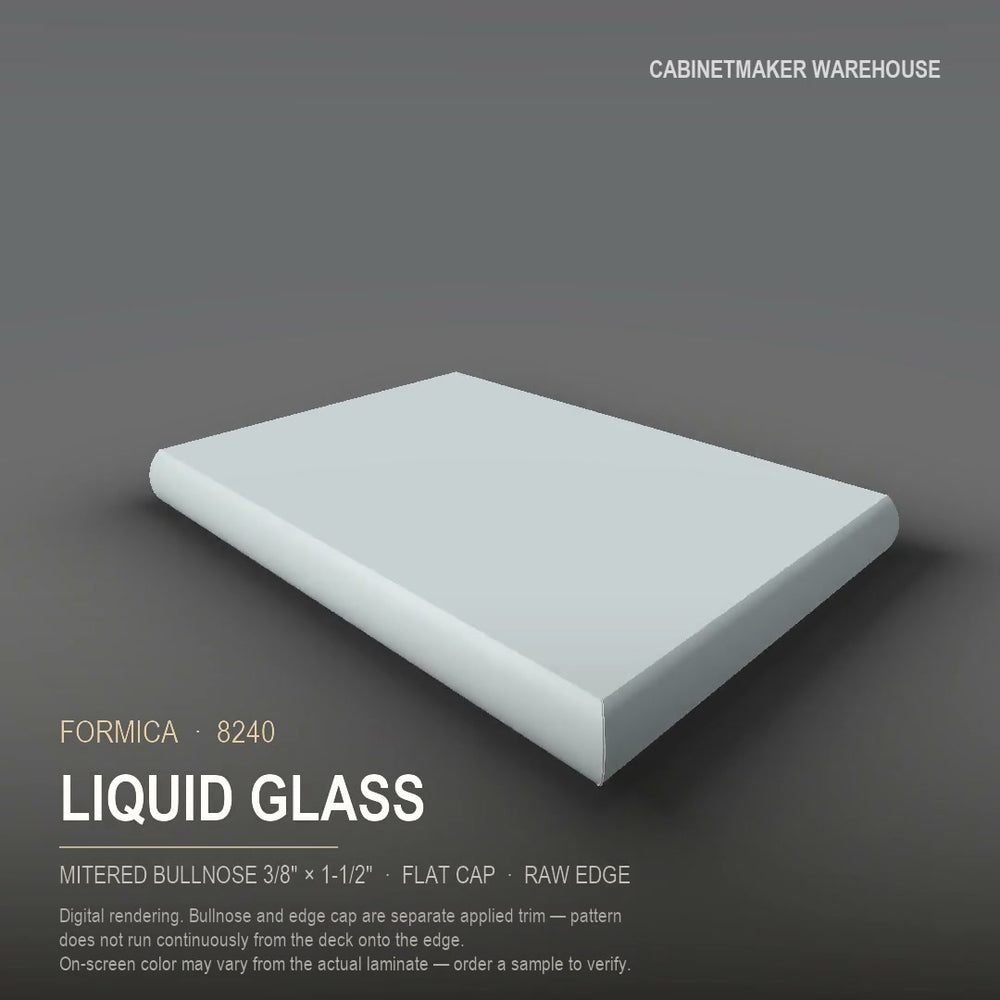 Formica Liquid Glass 8240 laminate on a countertop with a mitered bullnose edge