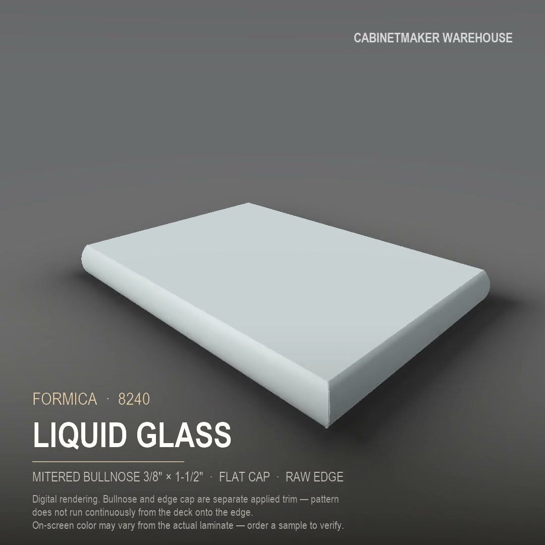 Formica Liquid Glass 8240 laminate on a countertop with a mitered bullnose edge