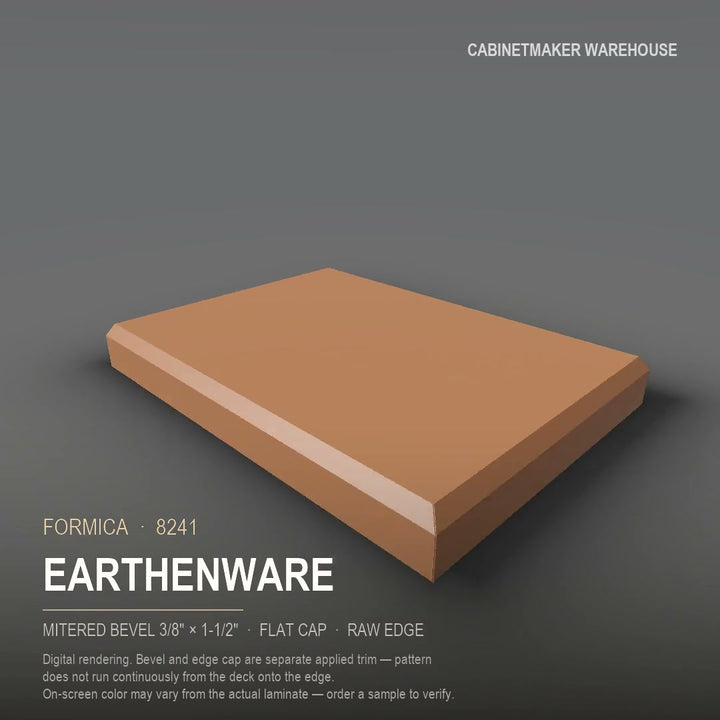 Formica Earthenware 8241 laminate on a countertop with a mitered bevel edge