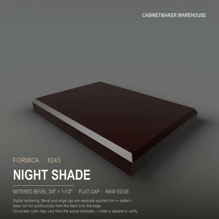 Formica Night Shade 8243 laminate on a countertop with a mitered bevel edge
